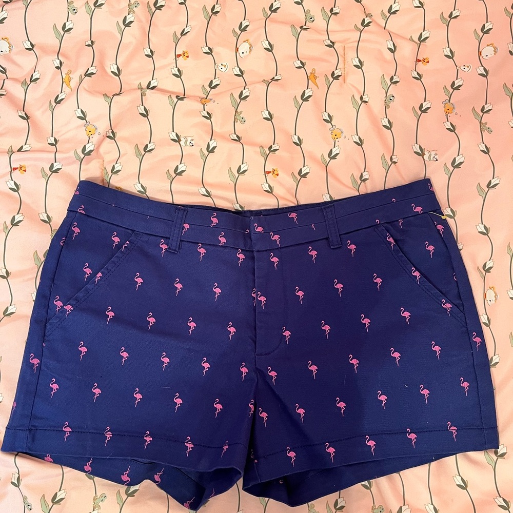 Francesca's Navy Flamingo Print Shorts